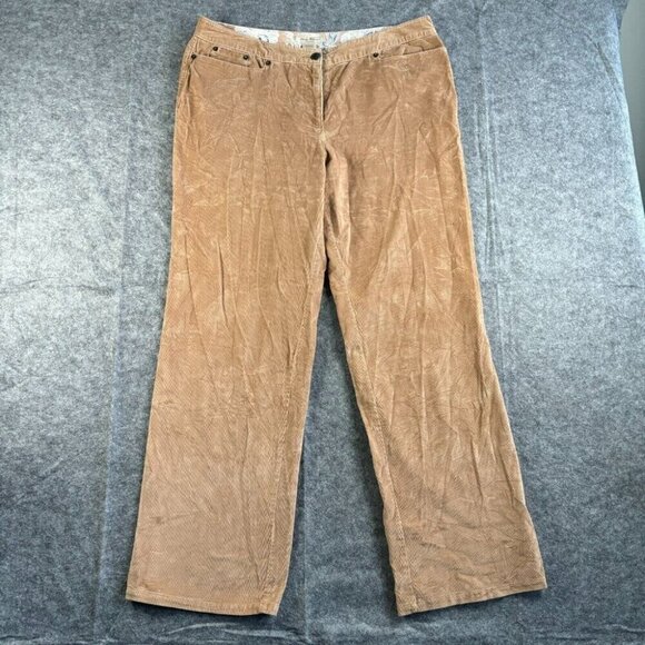 Tommy Bahama Women's Corduroy Pants 14 Stretch Tan Brown Wide Leg Casual 464 - Picture 1 of 15